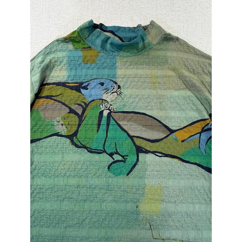 3 Potato Women Green Black XL NWT Seala Tunic Top 3/4 Sleeve Lightweight Boho - Picture 7 of 11